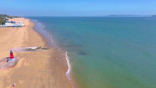 厦门黄厝海滩沙滩航拍思明区福建风景风光