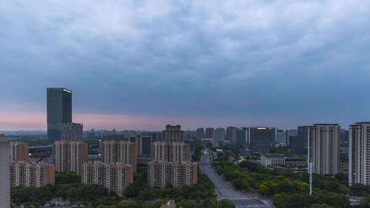 上海嘉定新城城市天际线延时摄影