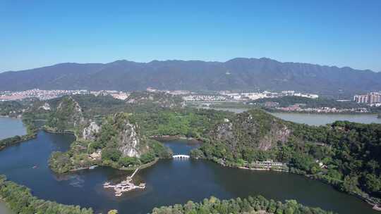 广东肇庆星湖景区七星山5A景区航拍