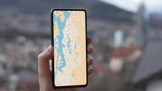 电话屏幕上的美国西雅图地图