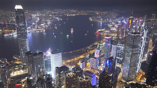 香港 航拍香港 香港夜景  香港维多利亚港