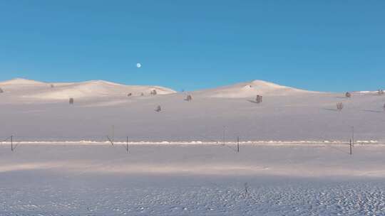 大兴安岭自然风光丘陵雪景天空