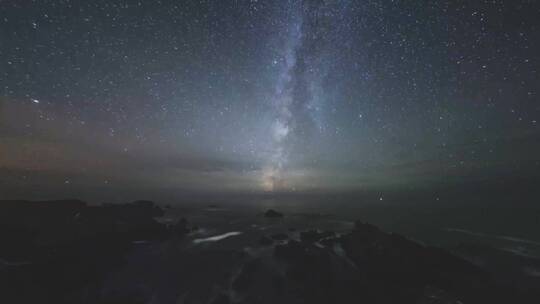 广角银河系在加州海岸上的时间流逝