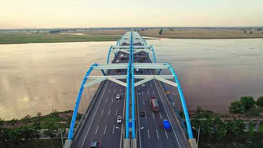 4k航拍刘江黄河大桥视频素材模板下载
