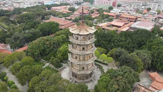 航拍福建泉州西街开元寺视频素材模板下载