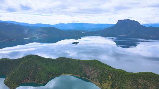 4K-航拍淡水湖泊水资源自然风光