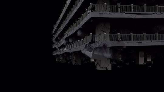 4k高楼停车场倒塌陷动画视频素材 (1)