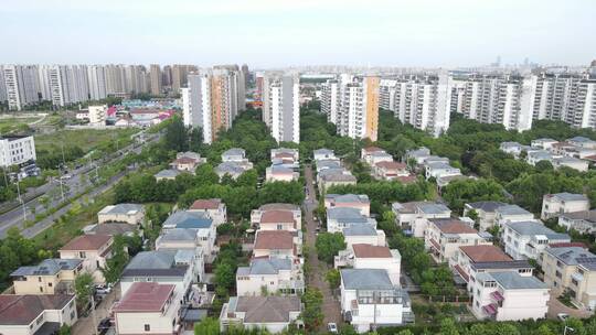 上海浦东新区康桥镇商业住宅别墅全景4K航拍