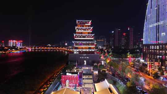 陕西安康西城坊夜景航拍