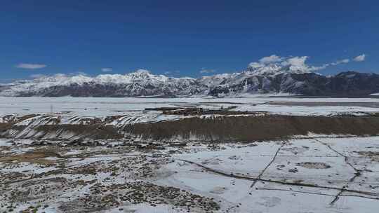 新疆雪山河流自然风光 瓦罕走廊航拍