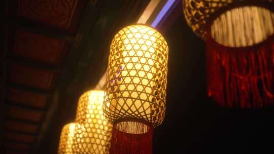 中式传统灯笼特写