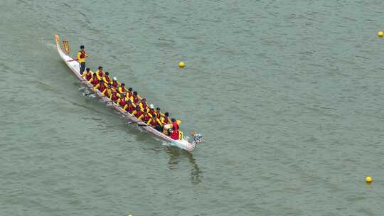 端午节赛龙舟比赛航拍龙舟俯拍龙舟划桨划船