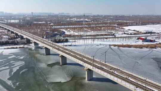 京广高铁 雪后航拍