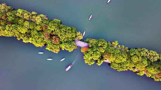 西湖苏堤唯美美景航拍大自然风光杭州风景名