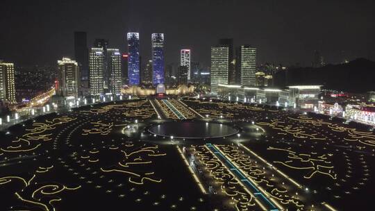 航拍星海广场夜景4K视频