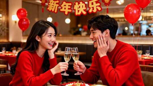新年情侣温馨浪漫家庭家人春节人物