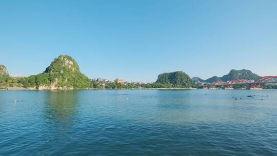 广西柳州百里柳江风景城市风光江景