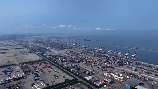 4K营口港港口国际货运贸易轮船物流