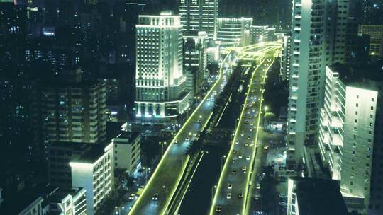 海南城市夜景航拍