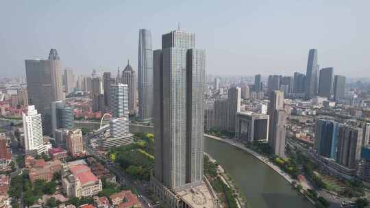 天津海河高楼商务建筑航拍
