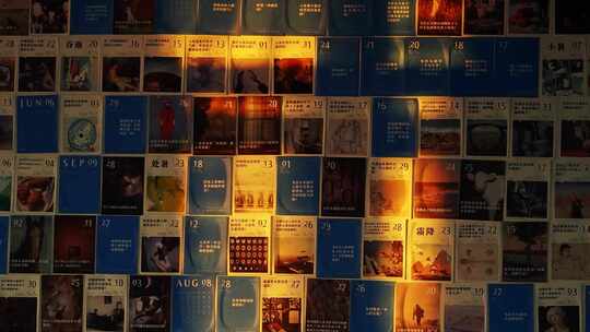 墙上日历光影变化时间流逝日历延时过去未来