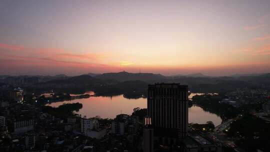 广东惠州西湖5A景区日落晚霞夕阳航拍