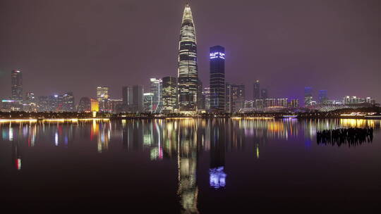深圳南山区的闪烁摩天大楼延时视频素材模板下载