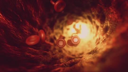 血细胞穿梭在人体血管概念三维
