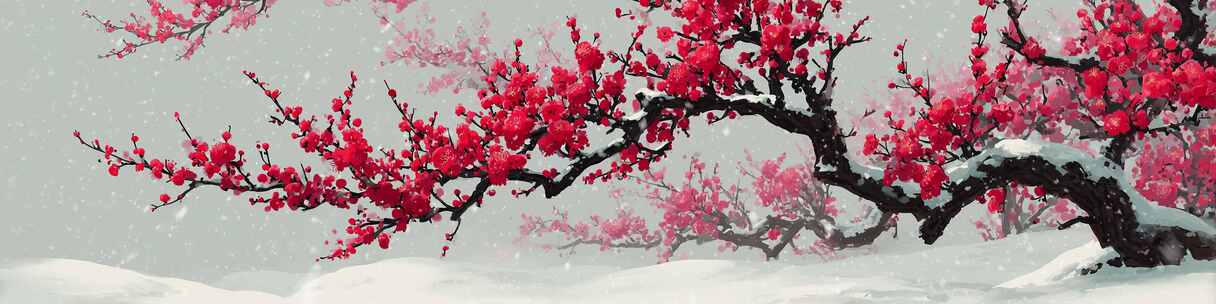 雪中绽放的红梅素材