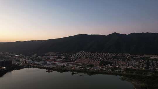 广东肇庆城市日落晚霞夕阳航拍