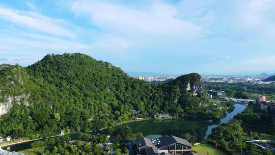 桂林山水自然风光风景航拍穿山塔山公园合集