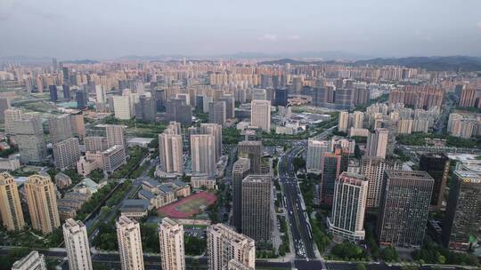 航拍杭州滨江城区现代城市风光视频素材模板下载