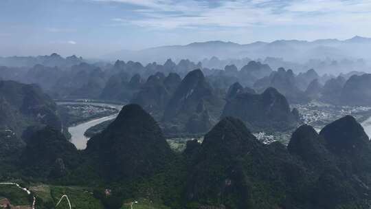 航拍山清水秀的桂林山水风光视频素材模板下载