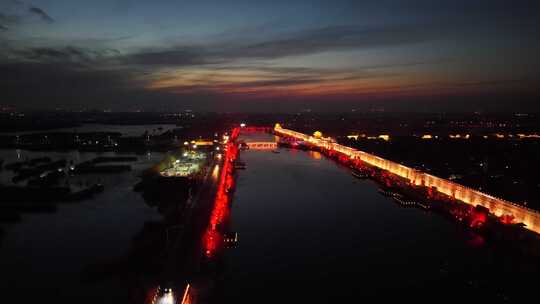 航拍 夜景 晚上  古城 航拍古城 邯郸广府城