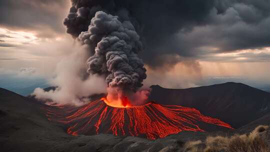 火山喷发壮丽自然景观