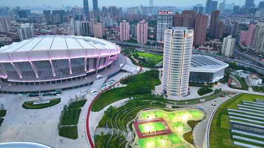 上海市徐汇区上海体育场体育馆城市地标基础视频素材模板下载