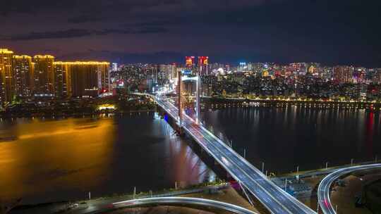 潮州大桥夜景航拍延时