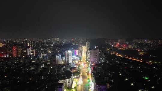 航拍四川自贡夜景自贡城市风光