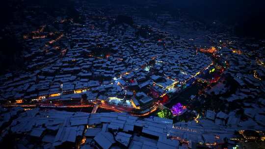 西江千户苗寨夜景雪景