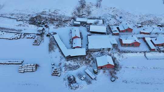 内蒙古冬季村屯嘎查雪景