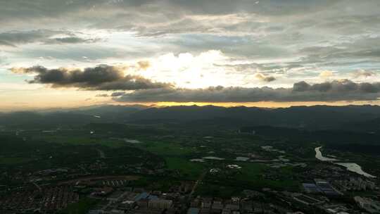 日落 震撼日落 傍晚航拍 安吉夕阳