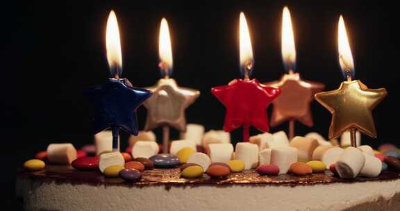生日，星星，彩色，蜡烛