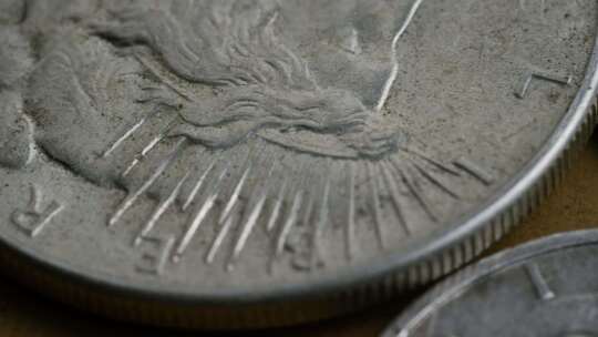 美国古董硬币的旋转库存镜头-MONEY 0123