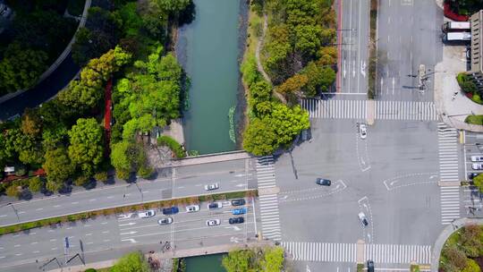 4k 航拍杭州城市道路交通运输