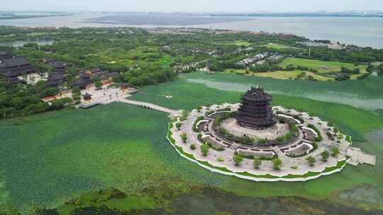 苏州重元寺水月观音美景航拍（阳澄湖）