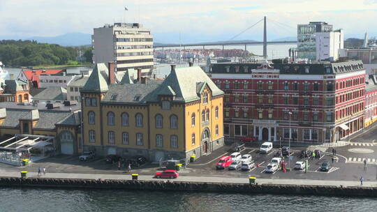 斯塔万格挪威内港大楼视频素材模板下载