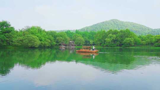 江南杭州西湖浴鹄湾春天自然风景