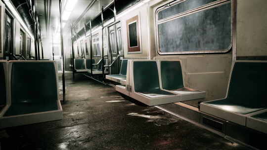 地铁地下空座位的空地铁车厢