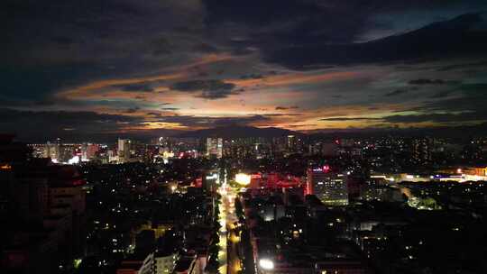 广西玉林城市风光玉林夜景航拍