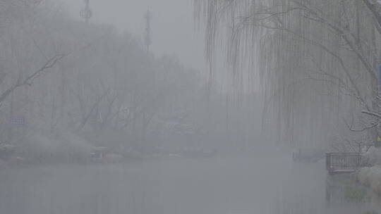 冬季雪景 城市初雪 下雪空镜